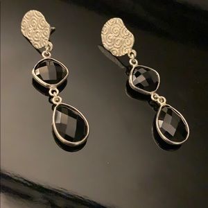 Sterling onyx dangle earrings